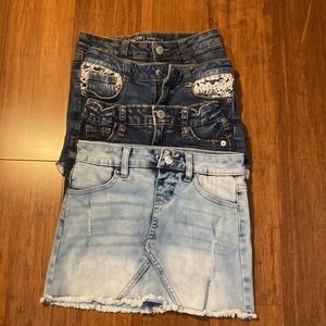 Girls Size 6/7 Denim Bundle - 4 Pairs of Jean Shorts + Skirt